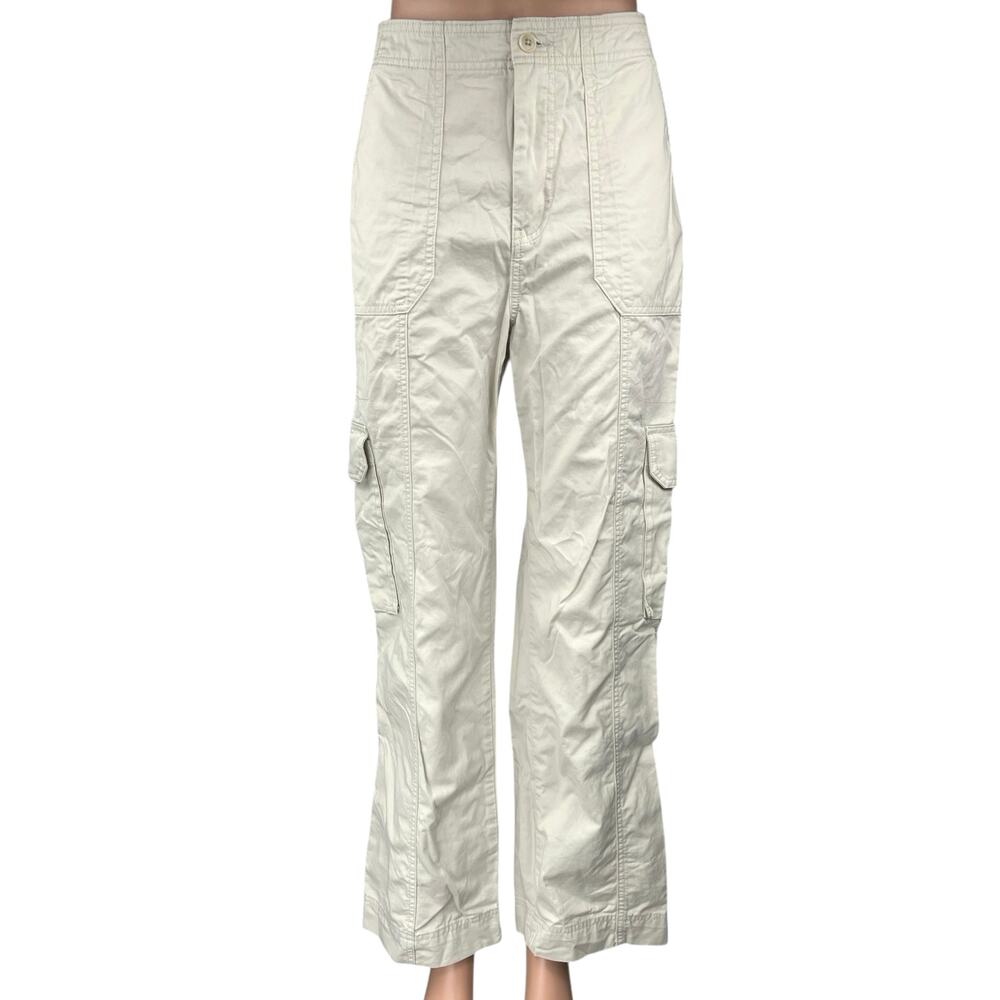 Abercrombie & Fitch White High Waist Straight Wide Leg Cargo Trousers Pants 29